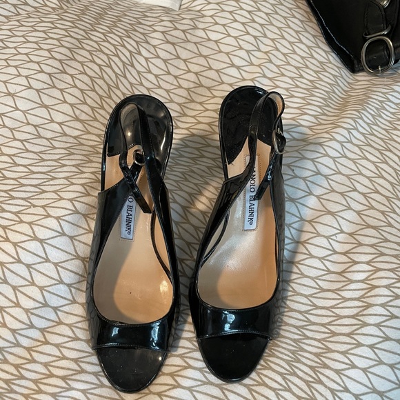Manolo Blahnik Shoes - Manolo Blahnik Patent Leather Peep-toe Heels